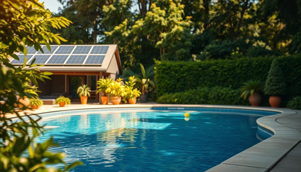 Solarthermische Poolaufheizung im Gartendesign