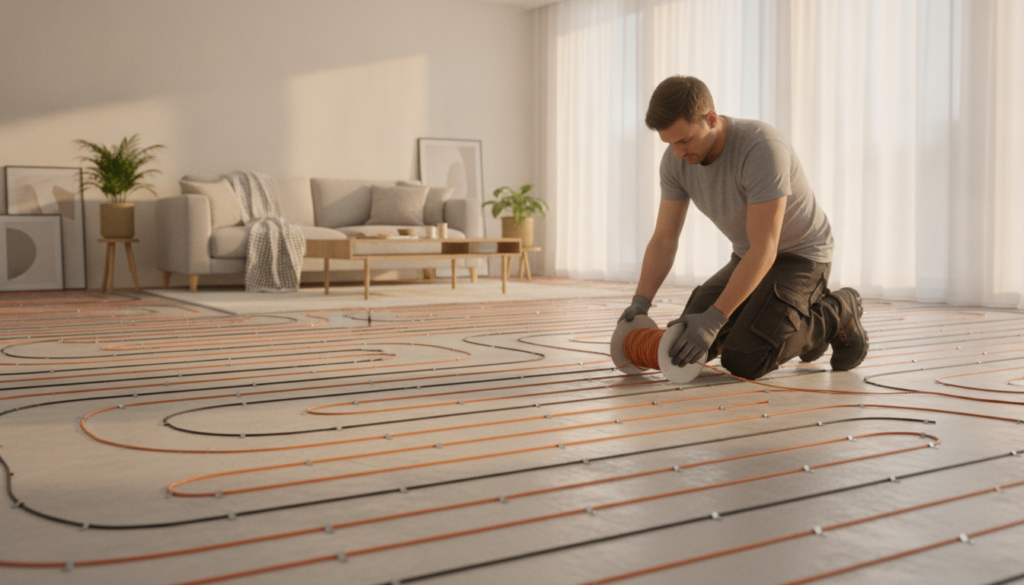 Elektrische Fußbodenheizung verlegen